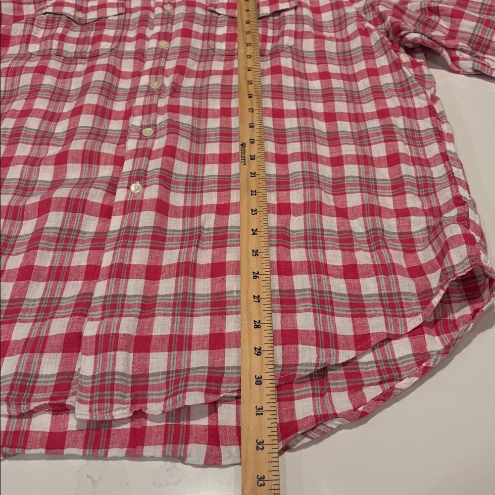 Brooks Brothers Linen Red and White Checkered Military Shirt Size XL - Picture 7 of 11